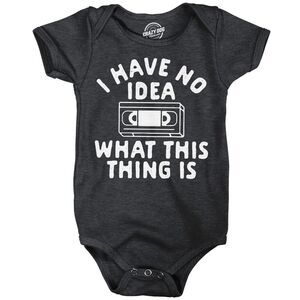 I Have No Idea What This Thing Is Baby Bodysuit Funny Sarcastic VHS Graphic